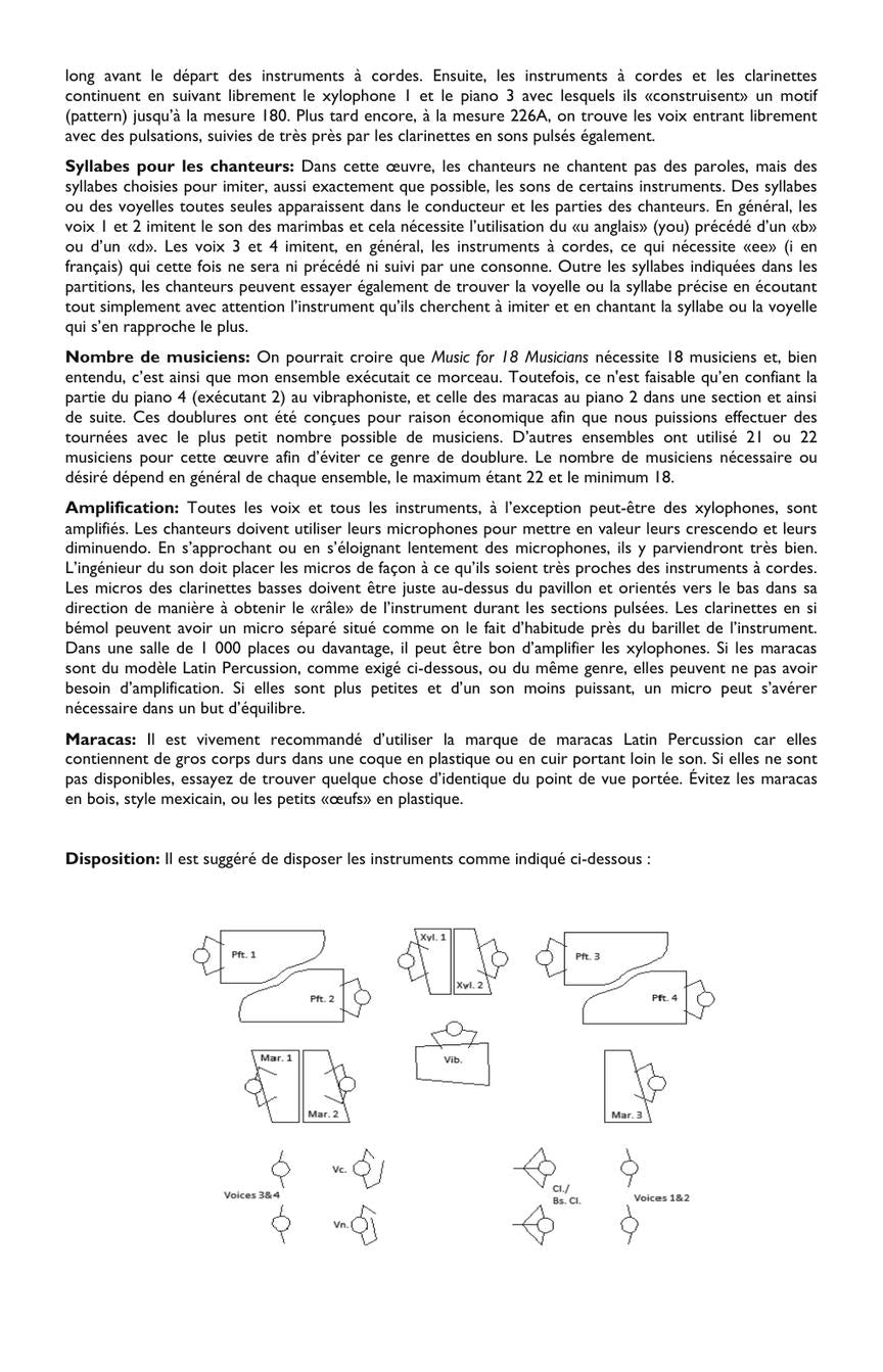 Reich Music for 18 Musicians Score