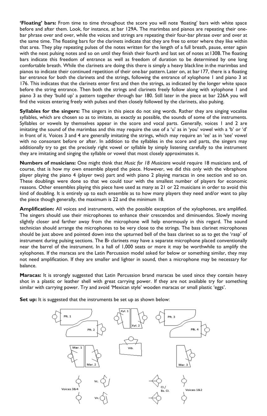 Reich Music for 18 Musicians Score