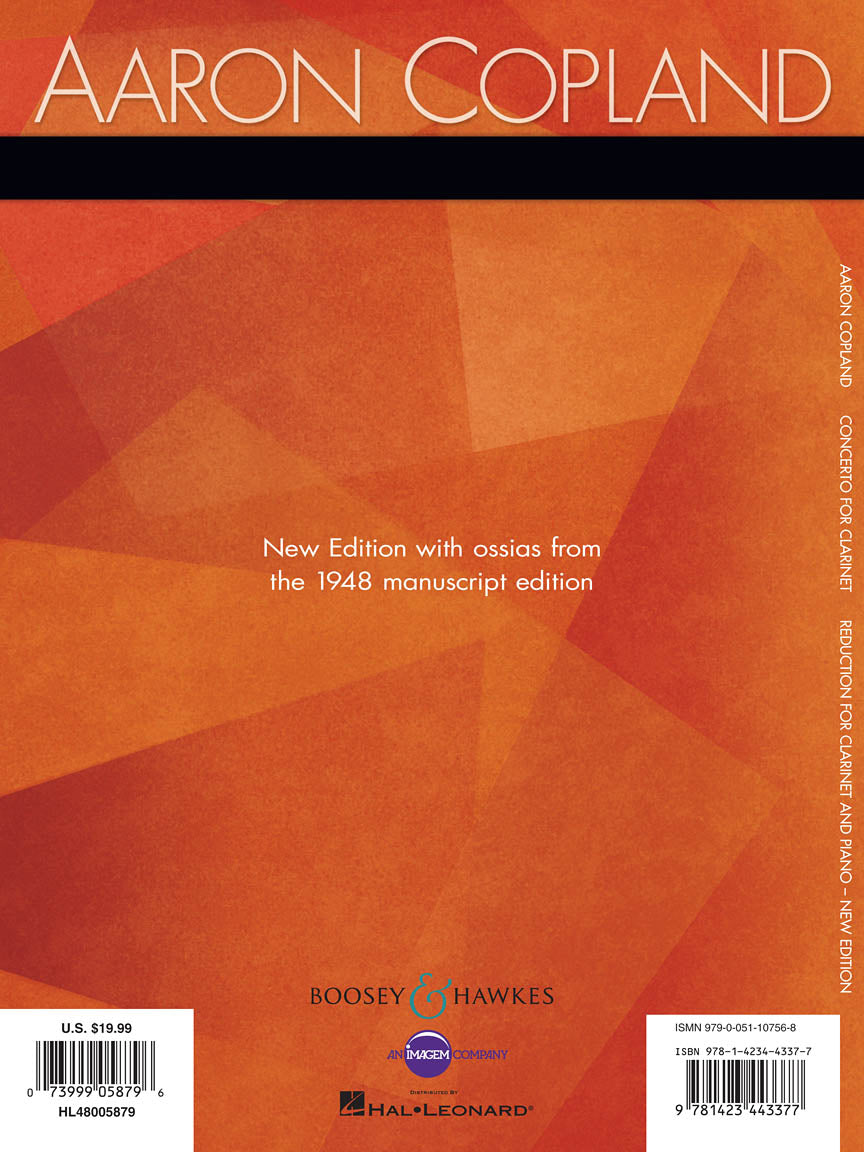 Copland: Concerto for Clarinet - Reduction for Clarinet and Piano