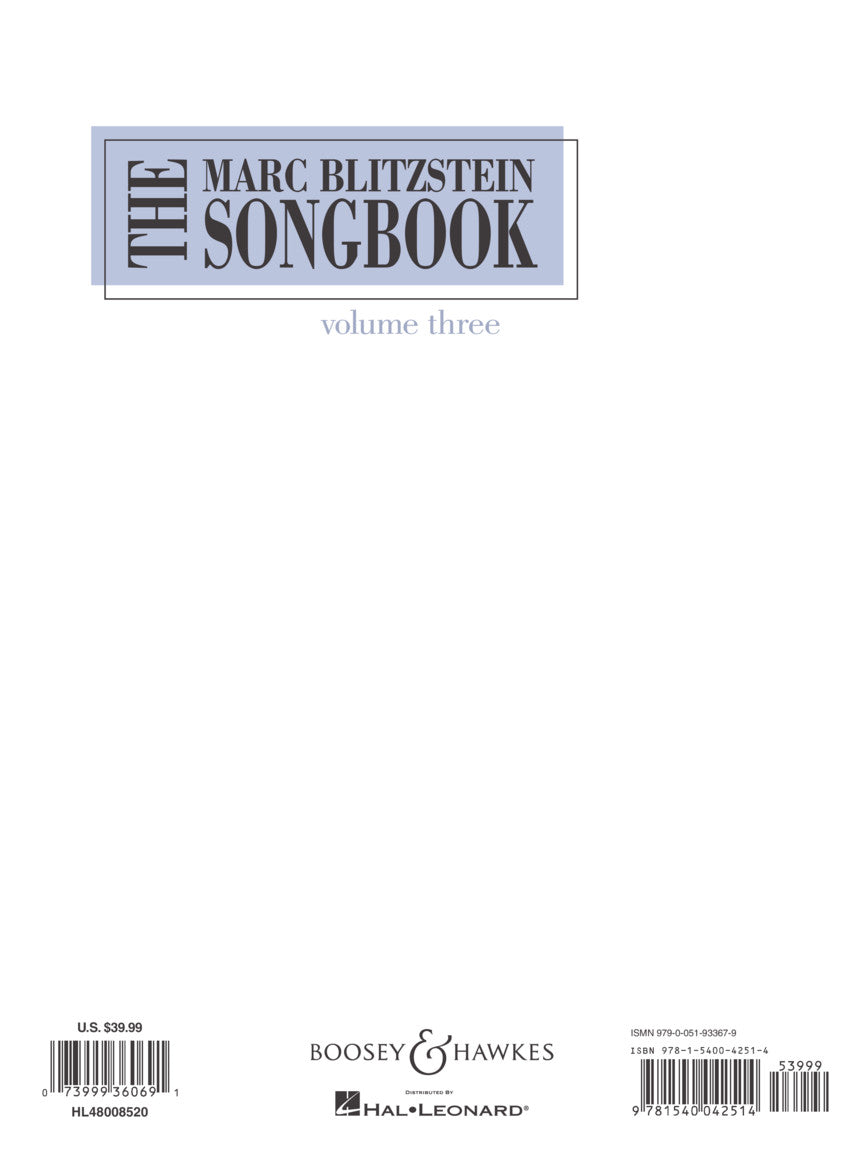 Blitzstein Songbook - Volume 3