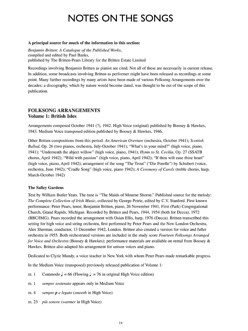 Britten Complete Folksong Arrangements 61 Songs for High Voice