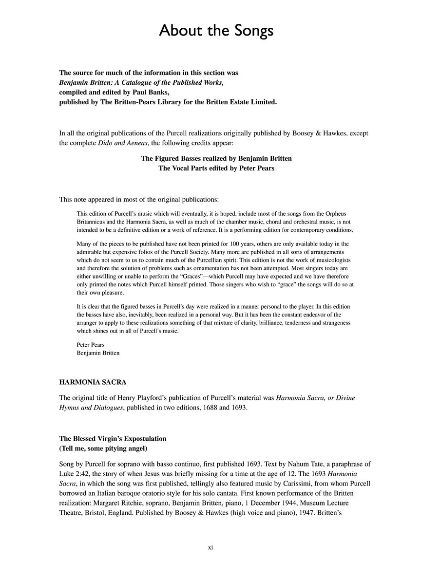 Britten Purcell Collection - 50 Songs  High Voice Realizations by Benjamin Britten