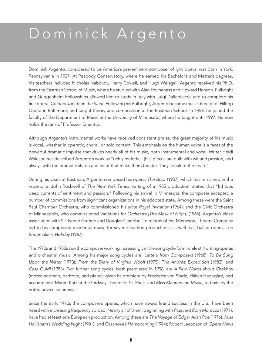 Argento Collected Song Cycles