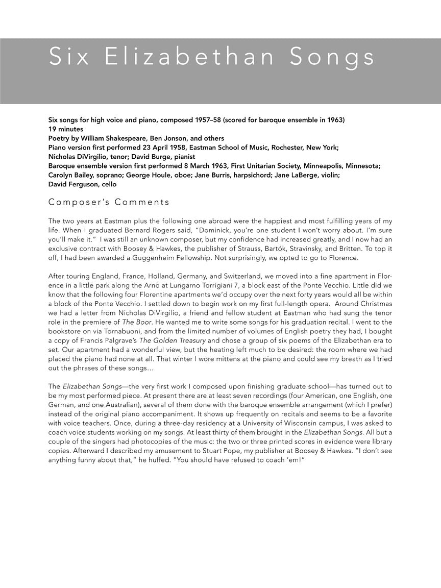 Argento Collected Song Cycles