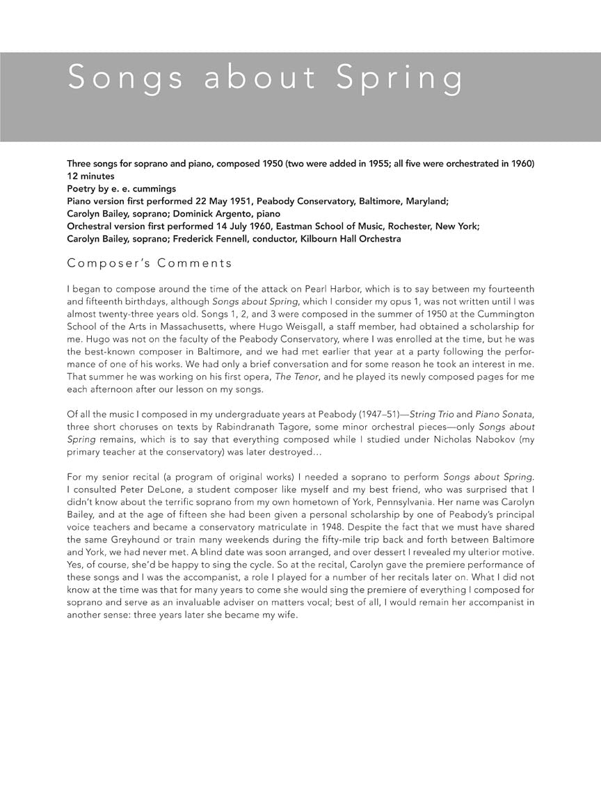 Argento Collected Song Cycles