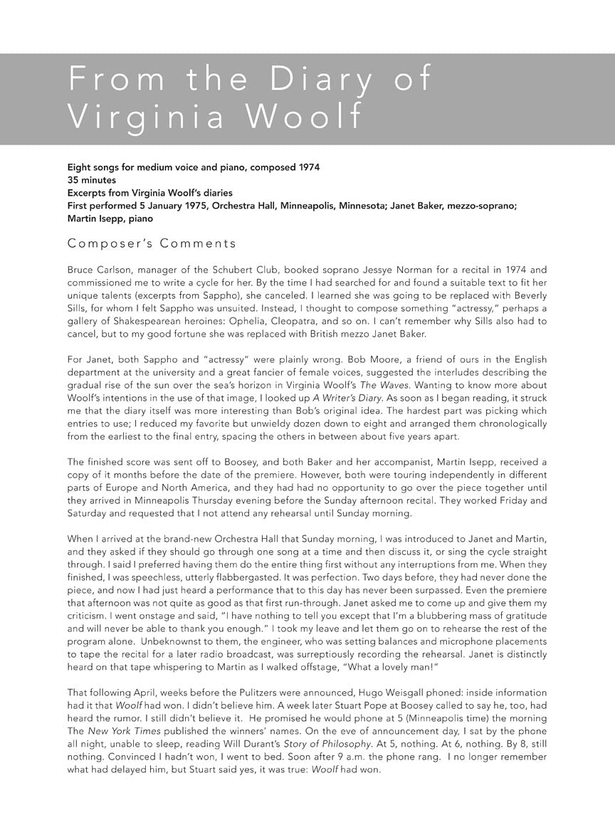 Argento Collected Song Cycles