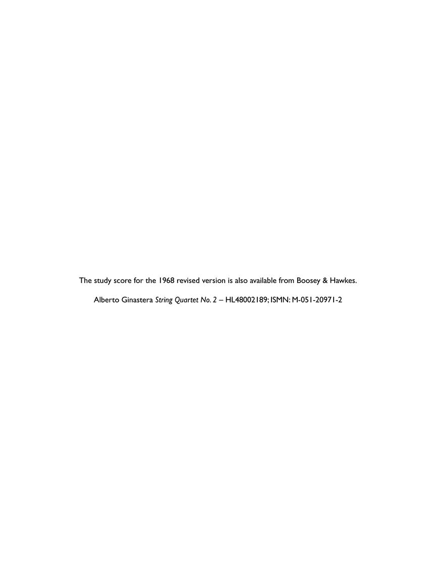 Ginastera: String Quartet No. 2 (1968) (Set of Parts)