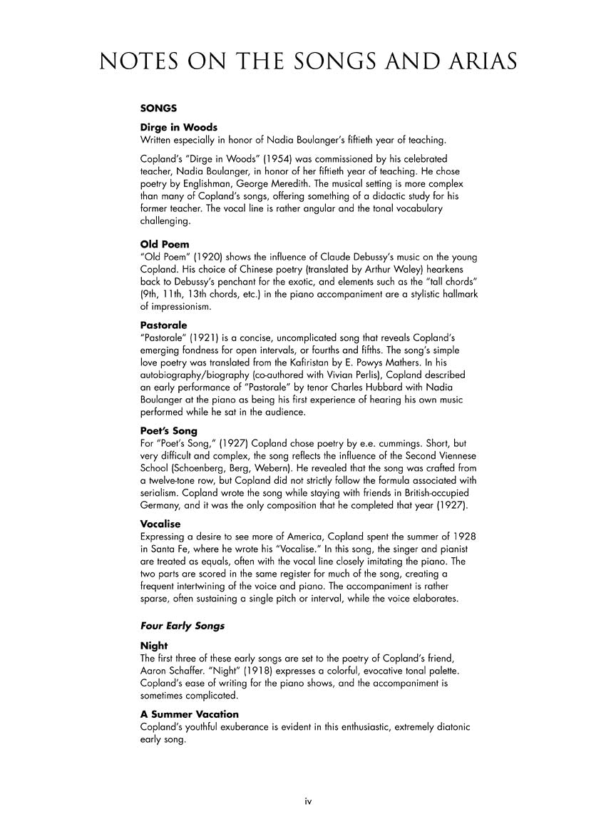 Copland: Art Songs and Arias - Medium/Low Voice