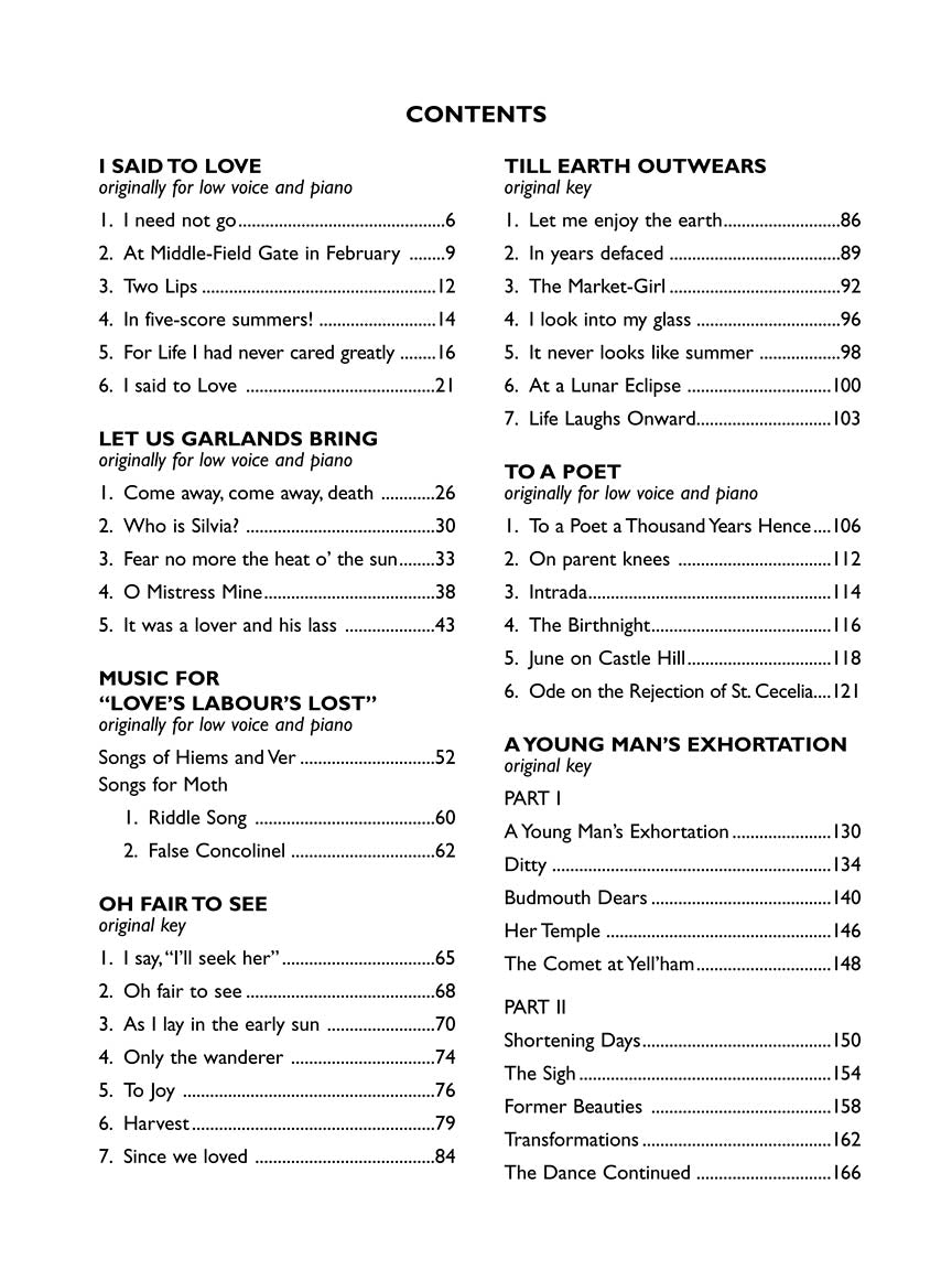 Finzi Collected Songs High Voice