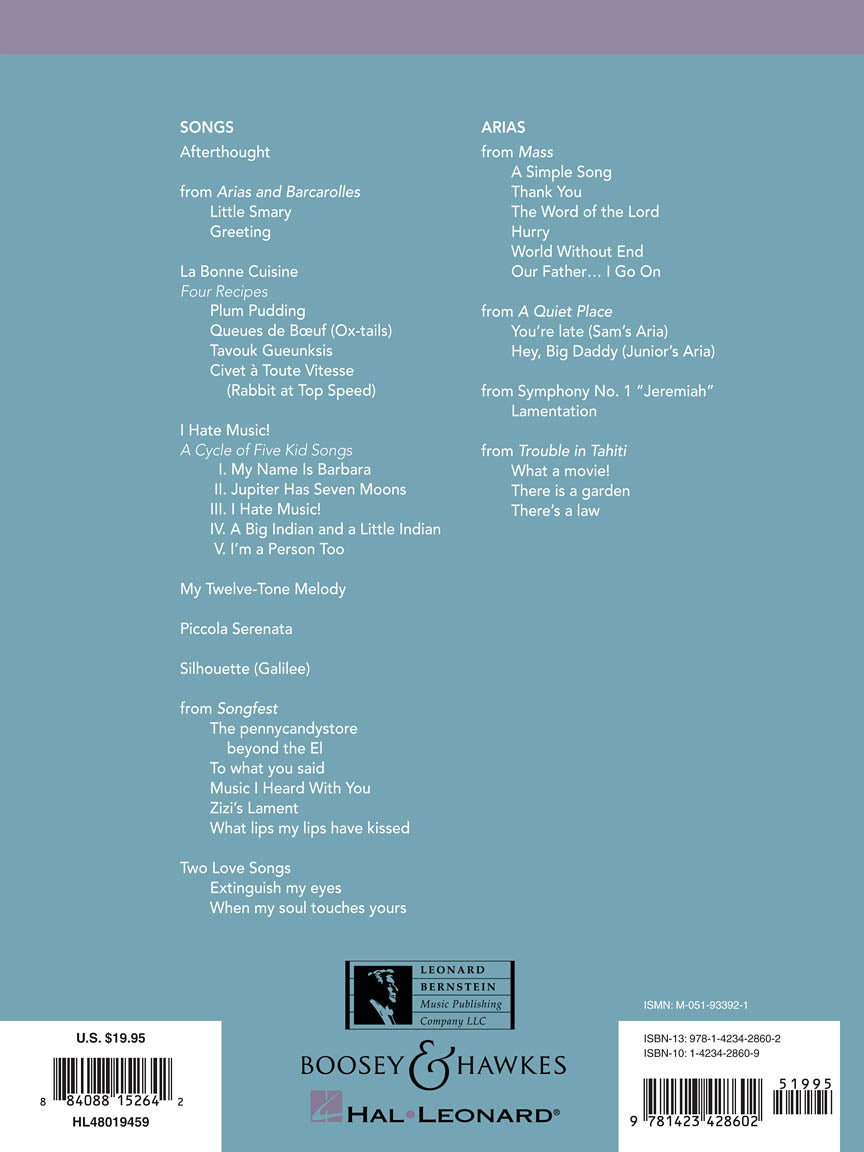 Bernstein Art Songs and Arias Medium/Low Voice