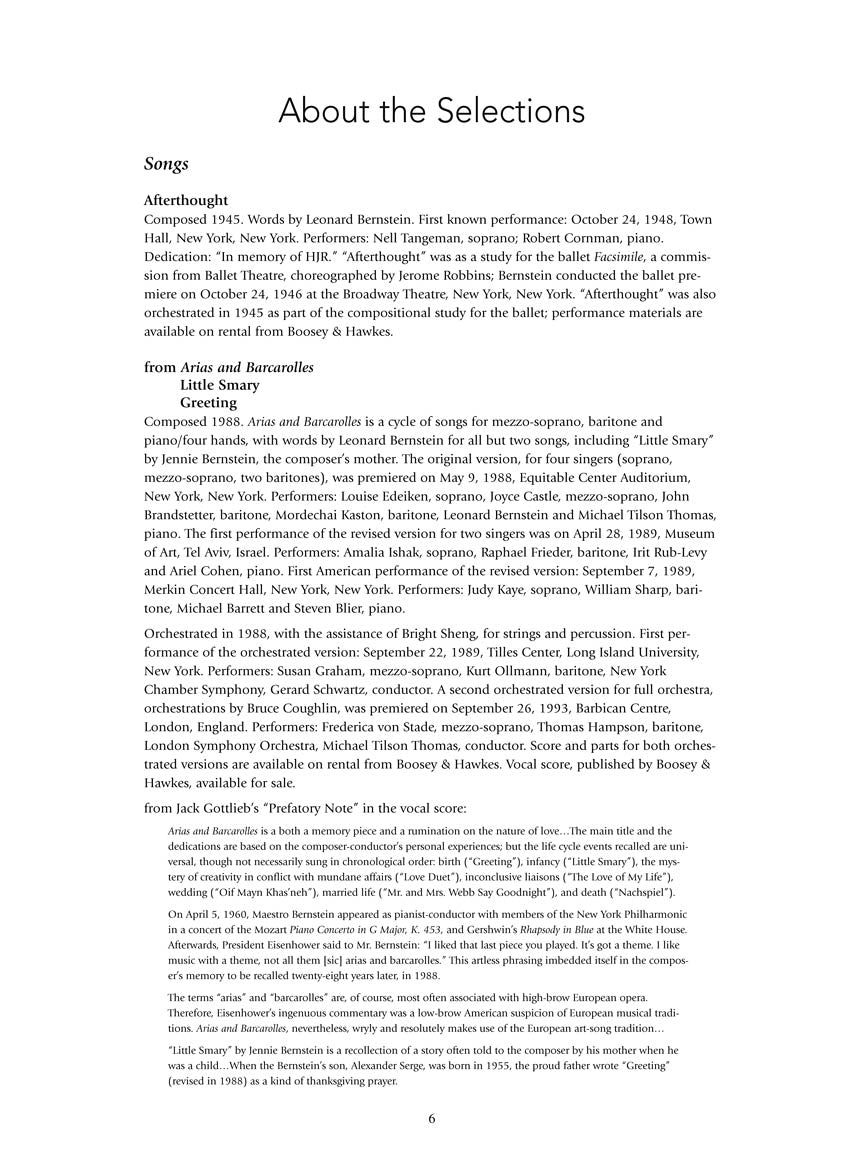 Bernstein Art Songs and Arias Medium/Low Voice