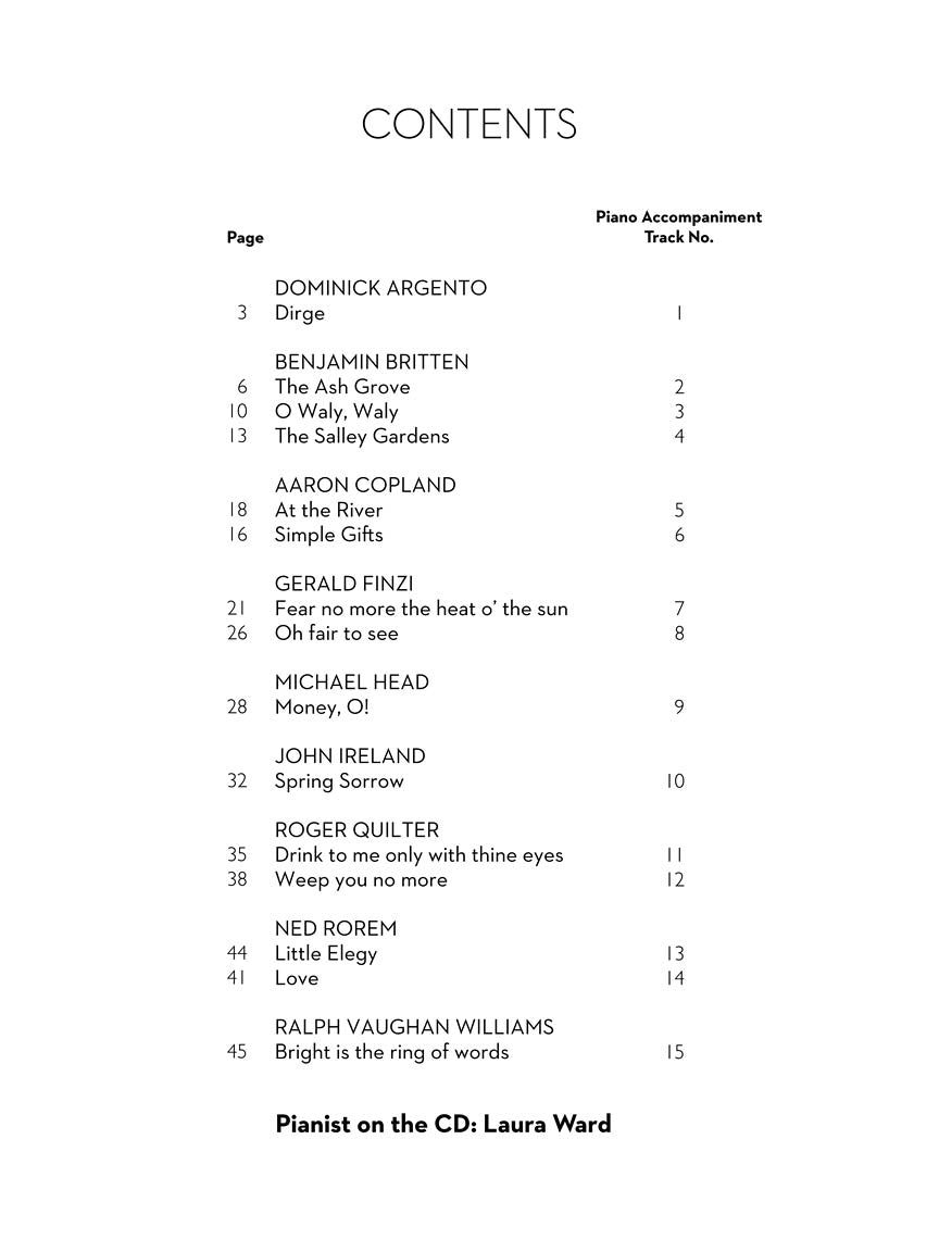 Fifteen Recital Songs in English High Voice