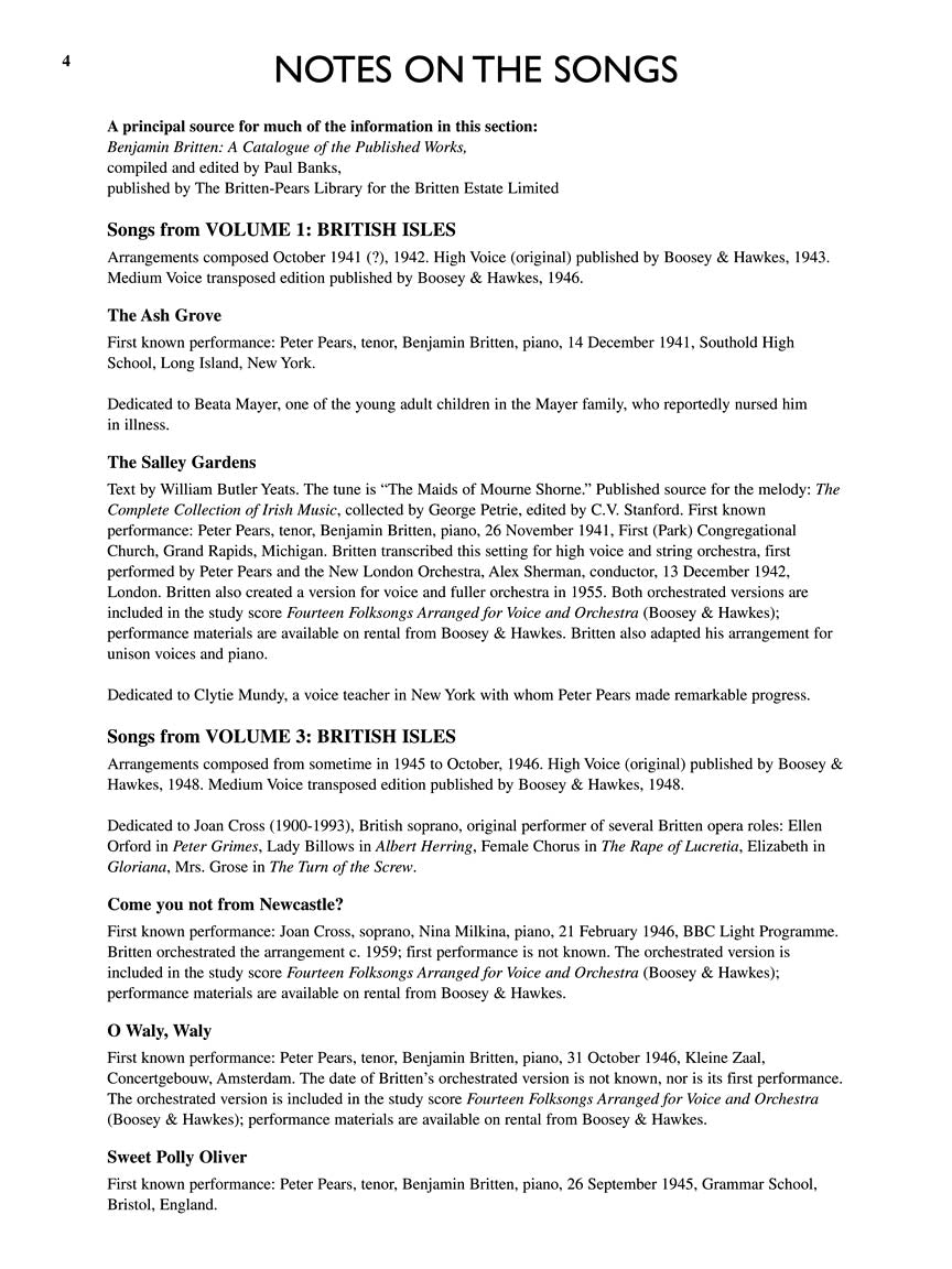 Britten 12 Selected Folksong Arrangements High Voice