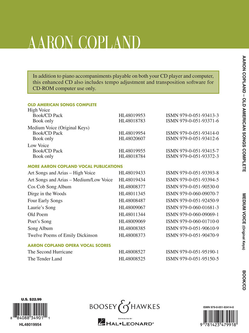 Copland: Old American Songs Complete - Medium Voice (Original Keys)