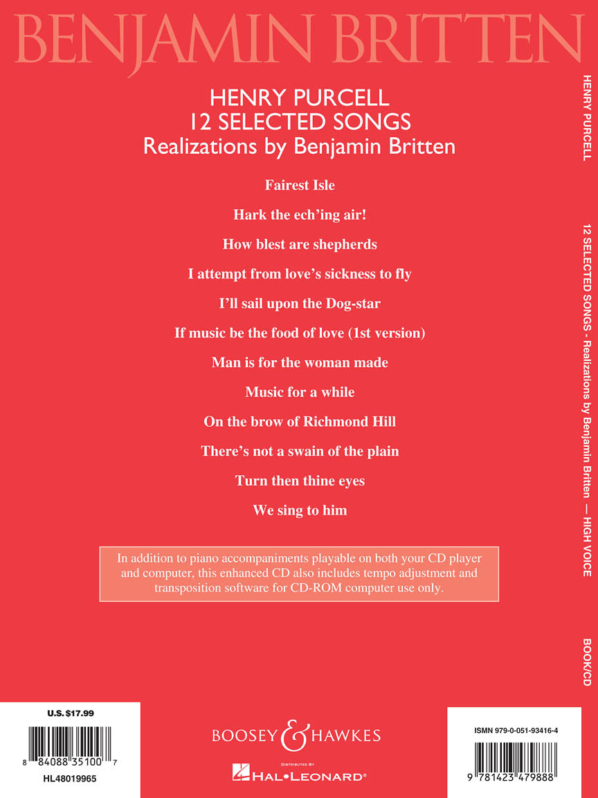 Purcell Selected Songs High Voice