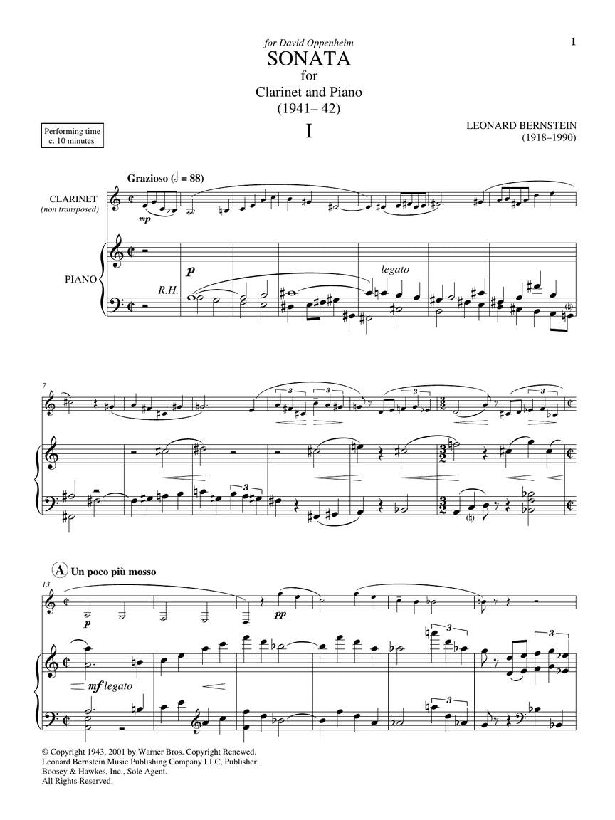 Bernstein - Sonata for Clarinet and Piano with Online Audio