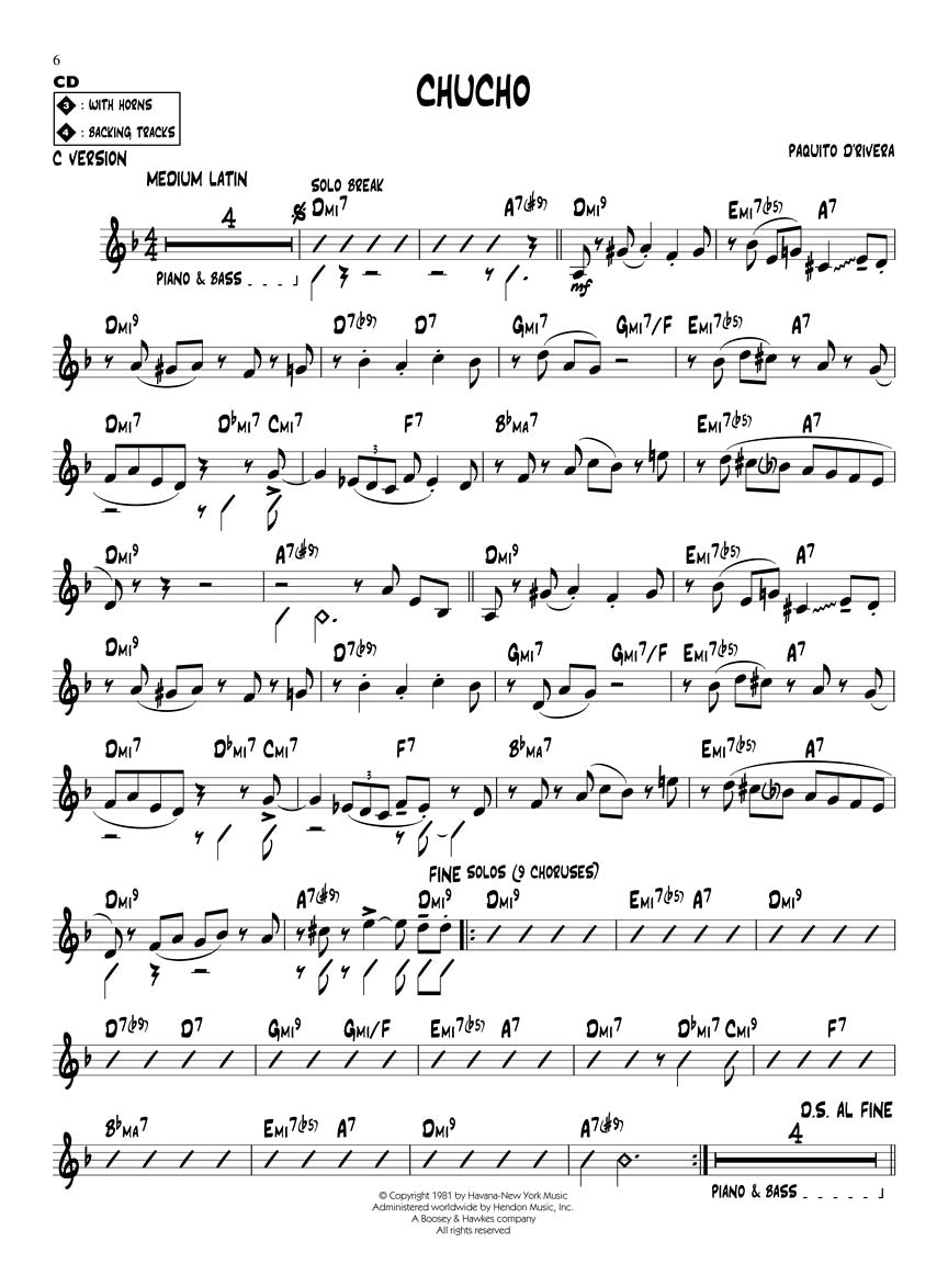 D'Rivera, Paquito - Jazz Play-Along Volume 112