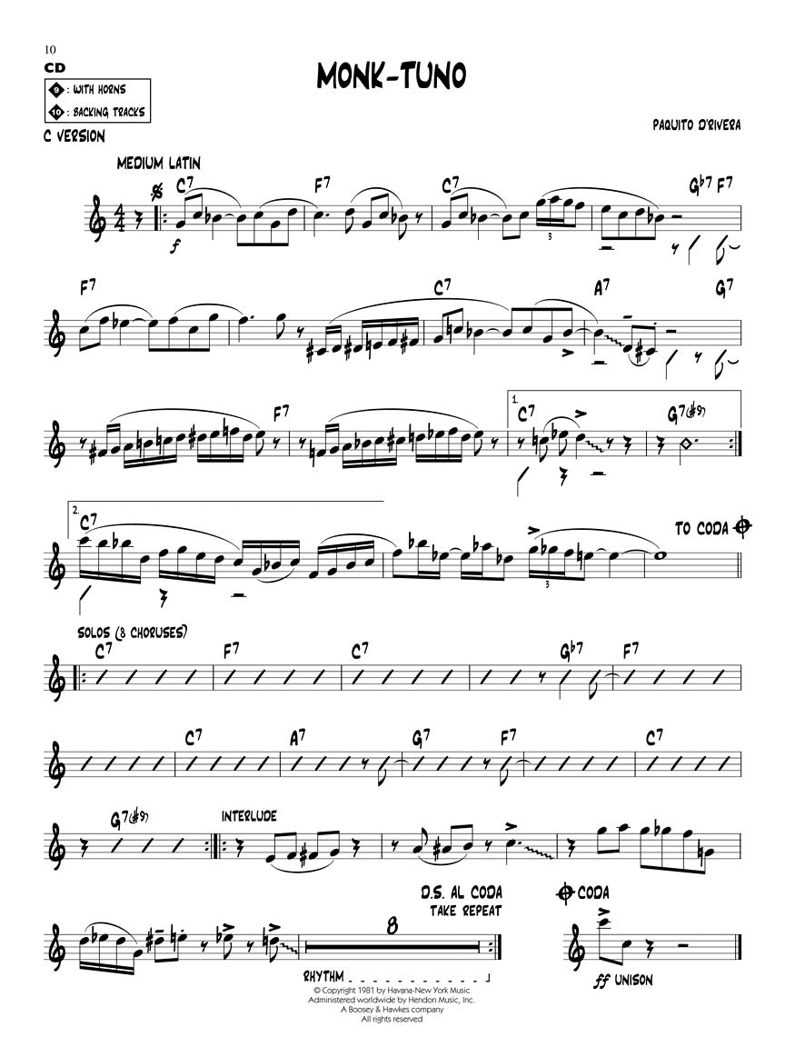 D'Rivera, Paquito - Jazz Play-Along Volume 112