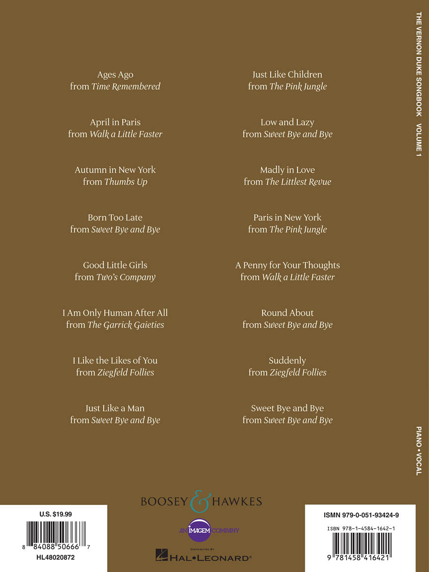 Duke, Vernon - Songbook Volume 1