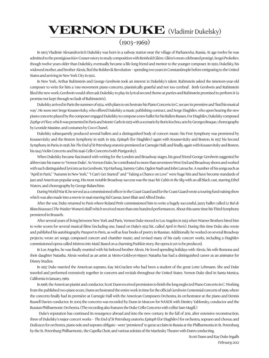 Duke, Vernon - Songbook Volume 1