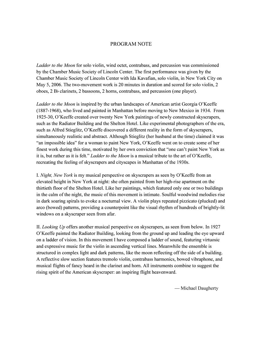 Daugherty Ladder to the Moon - Full Score & Solo Violin