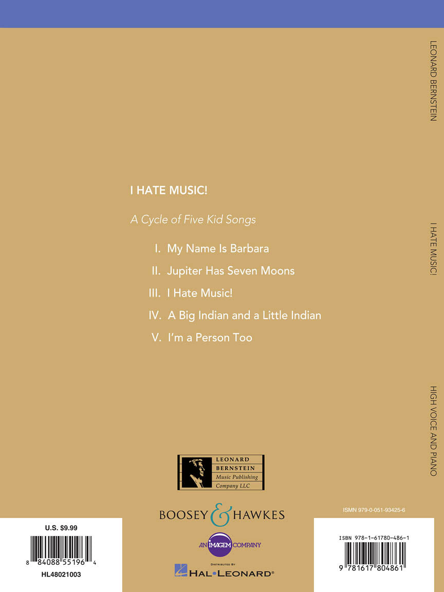 Bernstein, Leonard - I Hate Music - High Voice and Piano