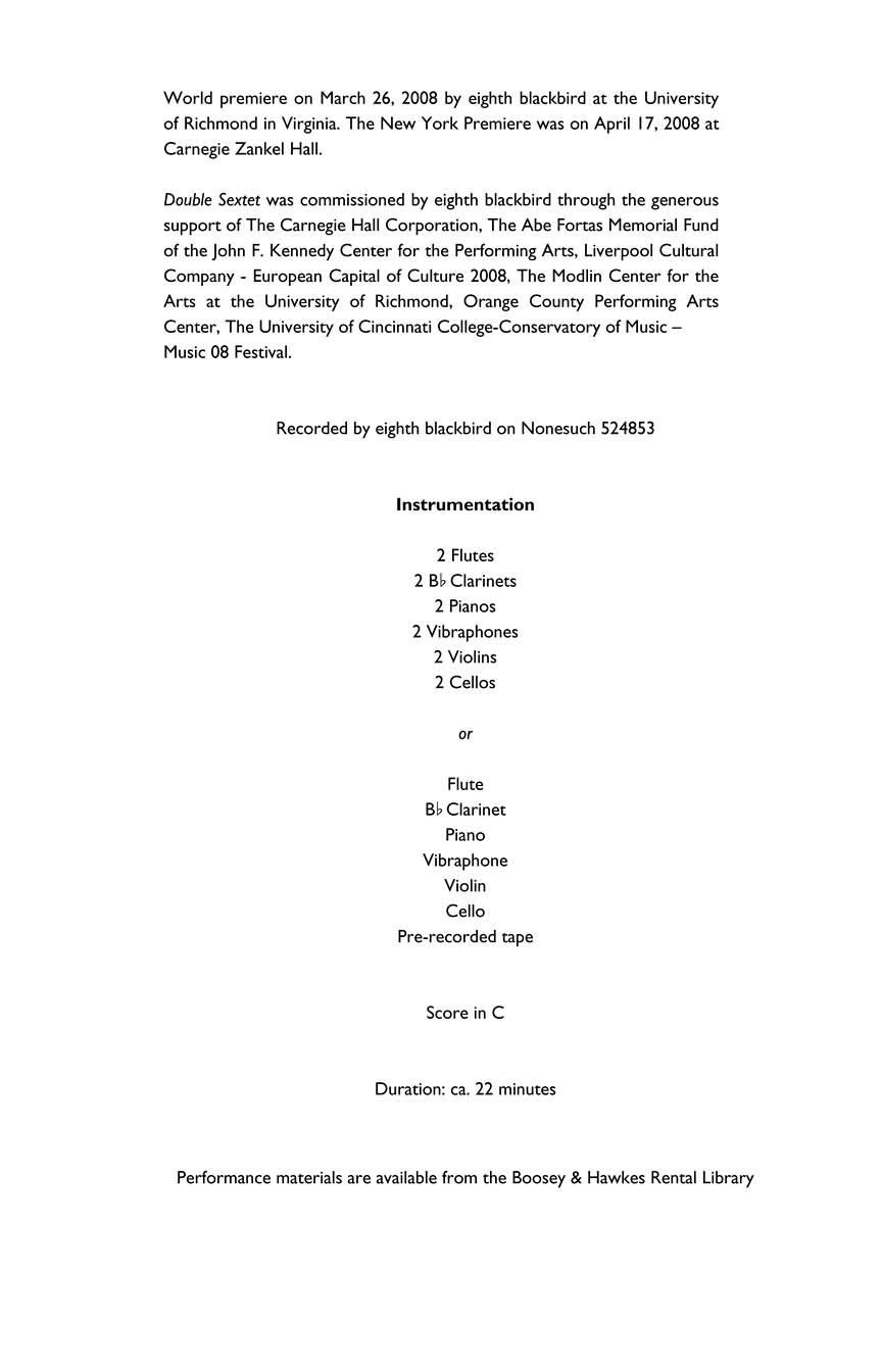 Double Sextet - Study Score