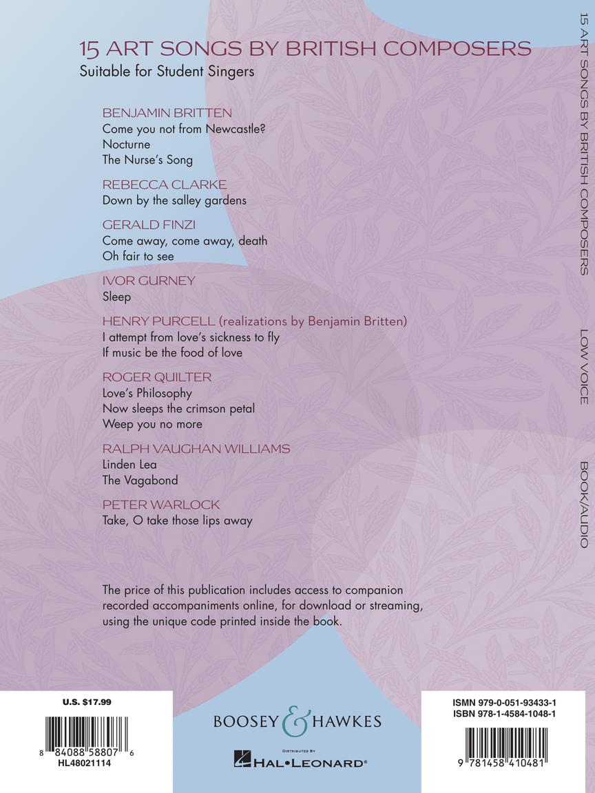 Fifteen Art Songs by British Composers Low Voice