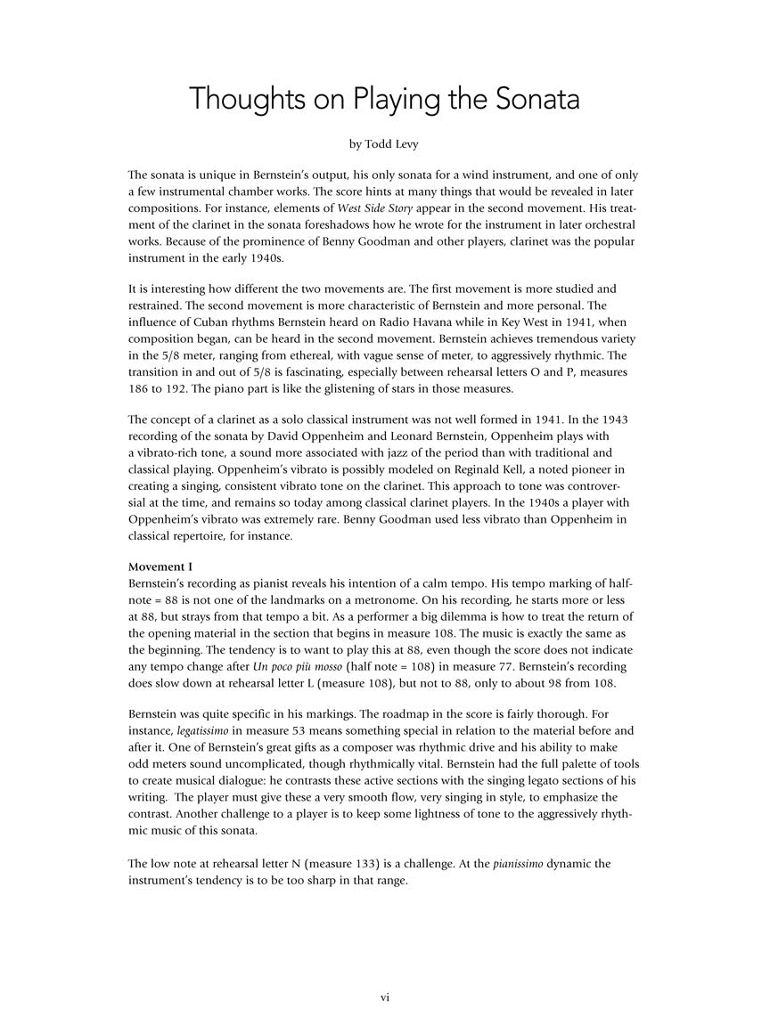 Bernstein Sonata for Clarinet and Piano