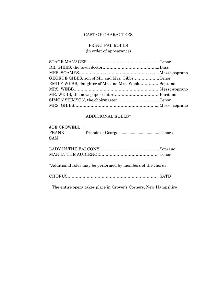 Rorem Our Town - Vocal Score