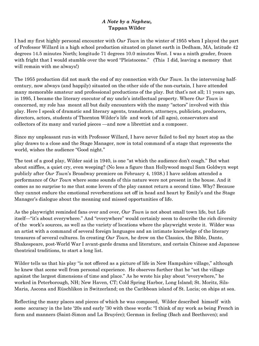 Rorem Our Town - Vocal Score