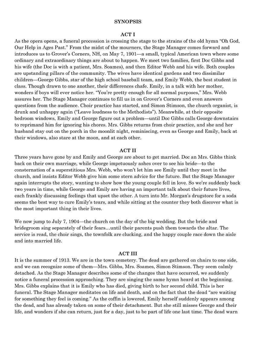 Rorem Our Town - Vocal Score