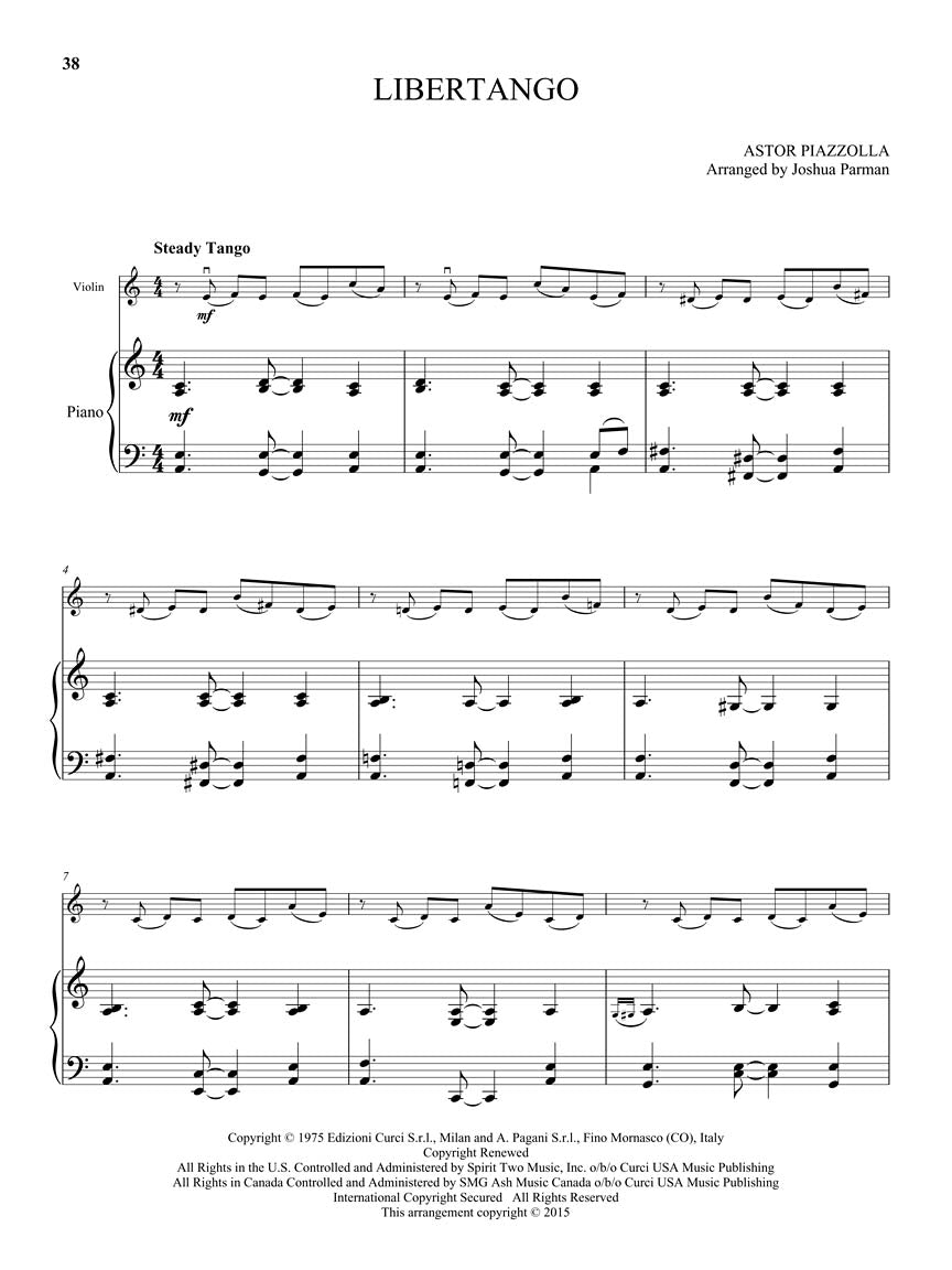 Piazzolla, Astor - 25 Tangos for Violin and Piano