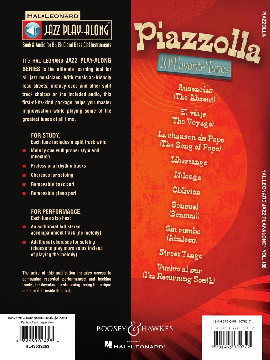 Piazzolla, Astor - Jazz Play-Along Volume 188