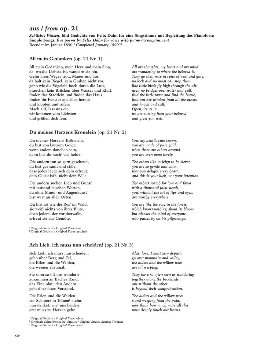 Strauss 51 Lieder Medium/Low Voice And Piano