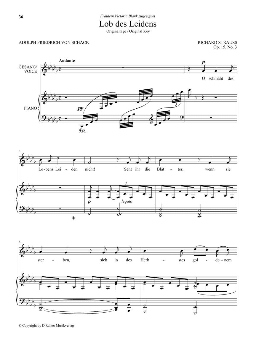 Strauss 51 Lieder Medium/Low Voice And Piano