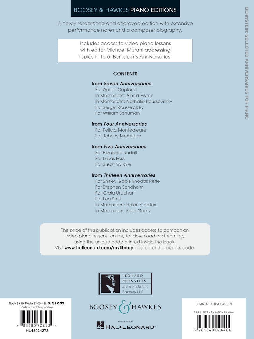Bernstein - Selected Anniversaries for Piano