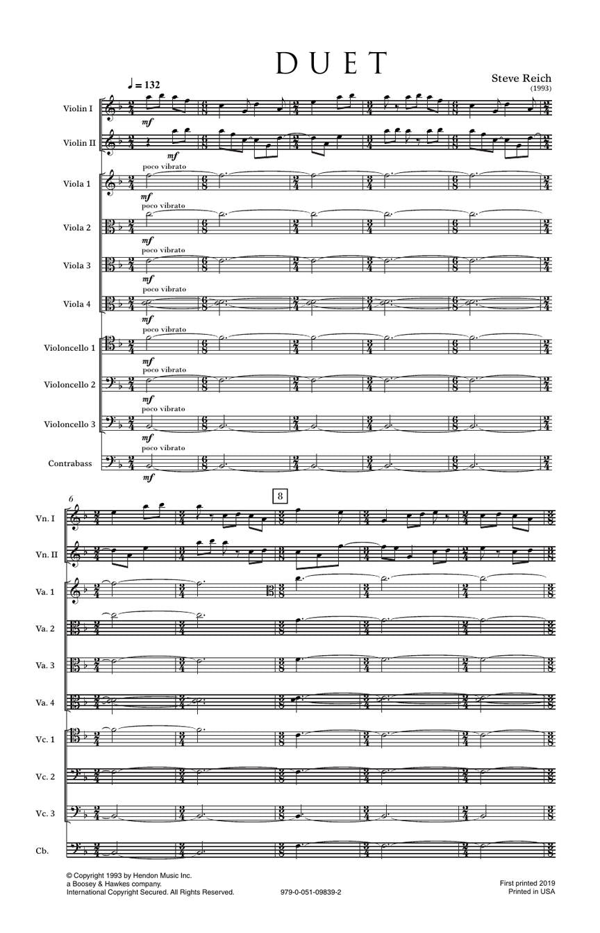 Duet For Two Violins And String Ensemble - Study Score