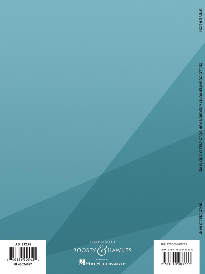 Reich Cello Counterpoint (Version for Solo Cello and Tape) Solo Cello Part