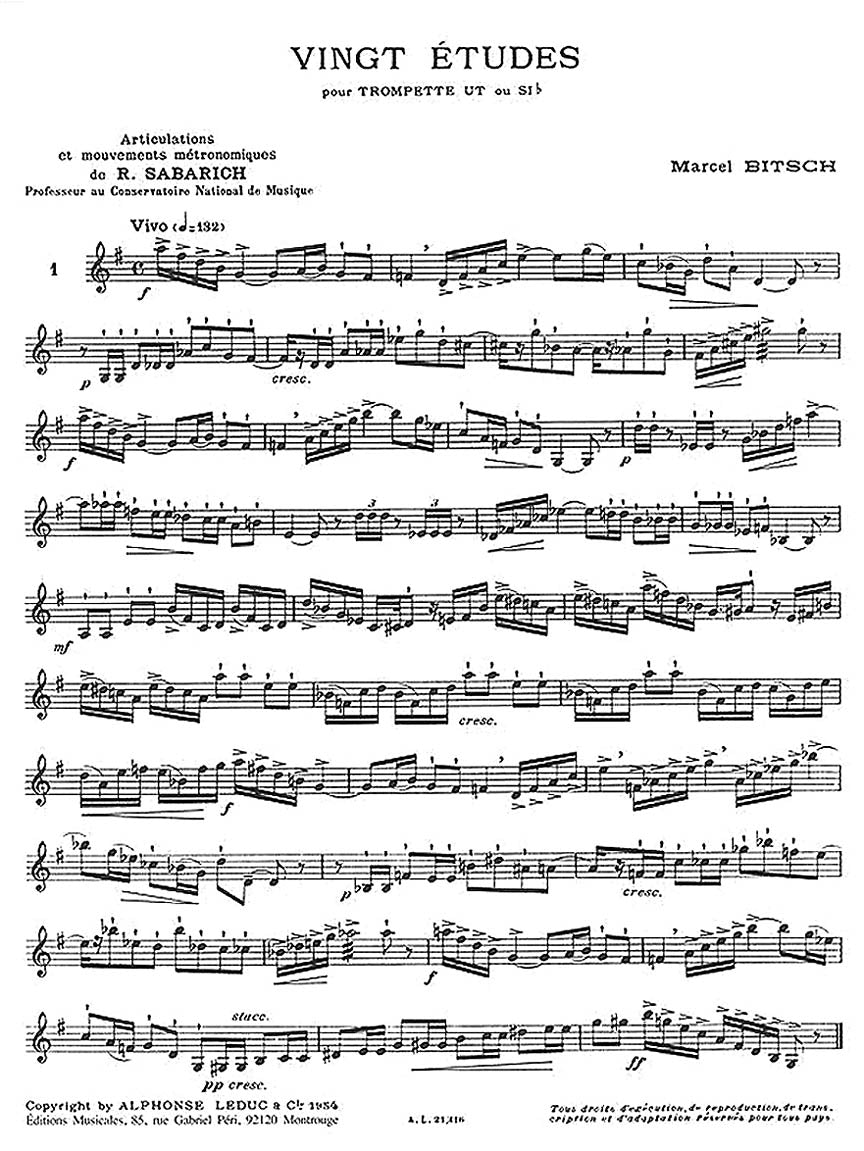 Bitsch Vingt Etudes Trumpet