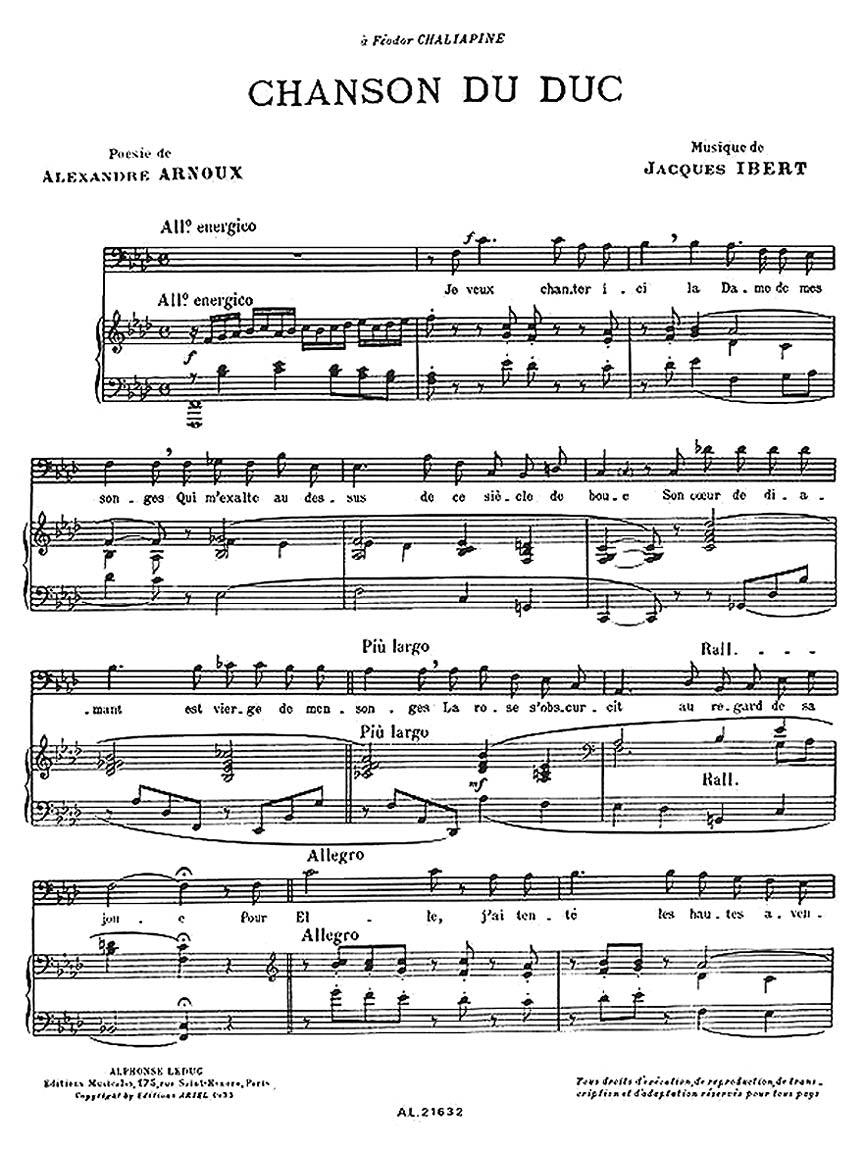 Ibert Chanson Du Duc Don Quichote