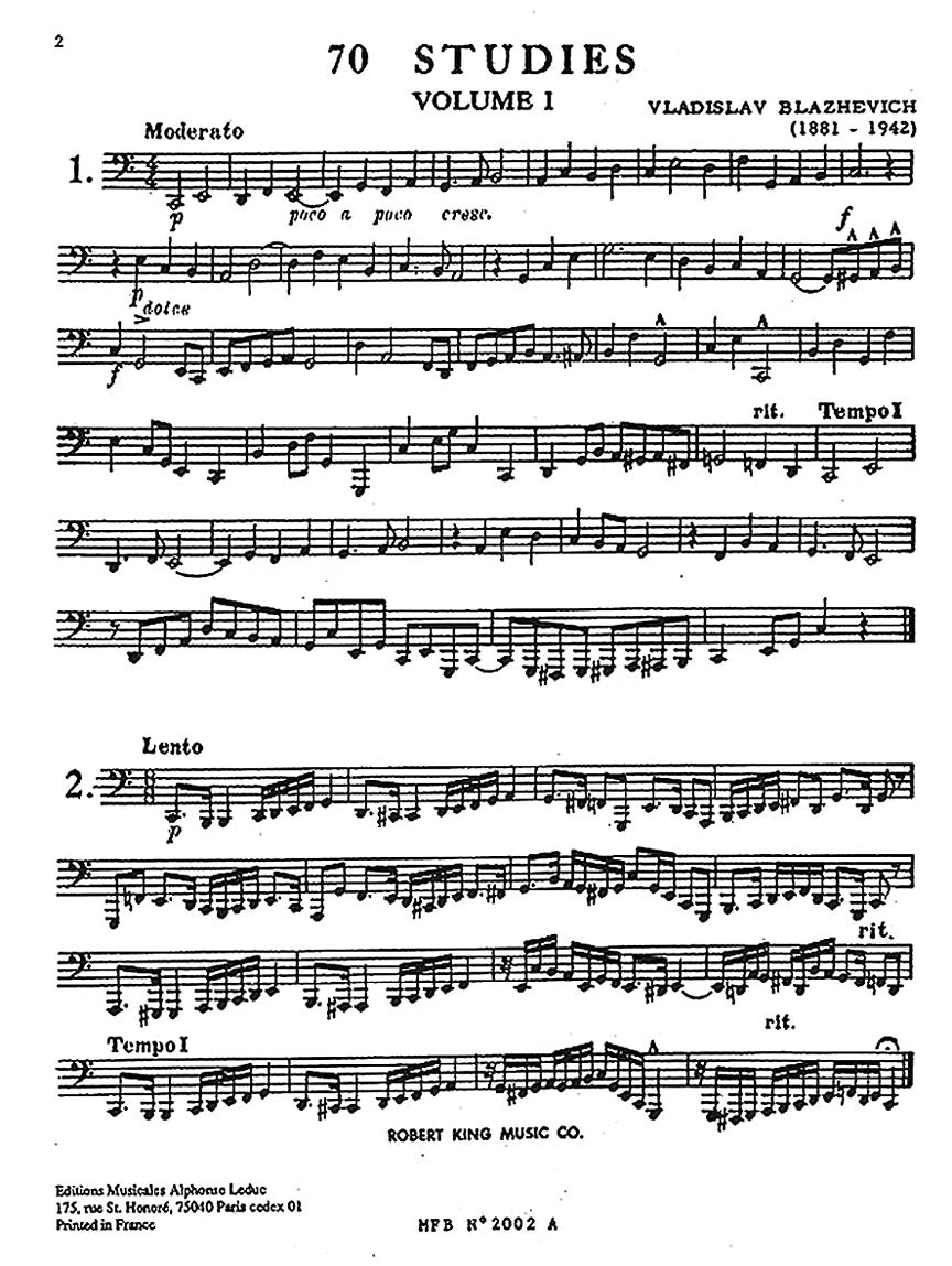Blazhevich 70 Studies for Bb Tuba - Vol. 1