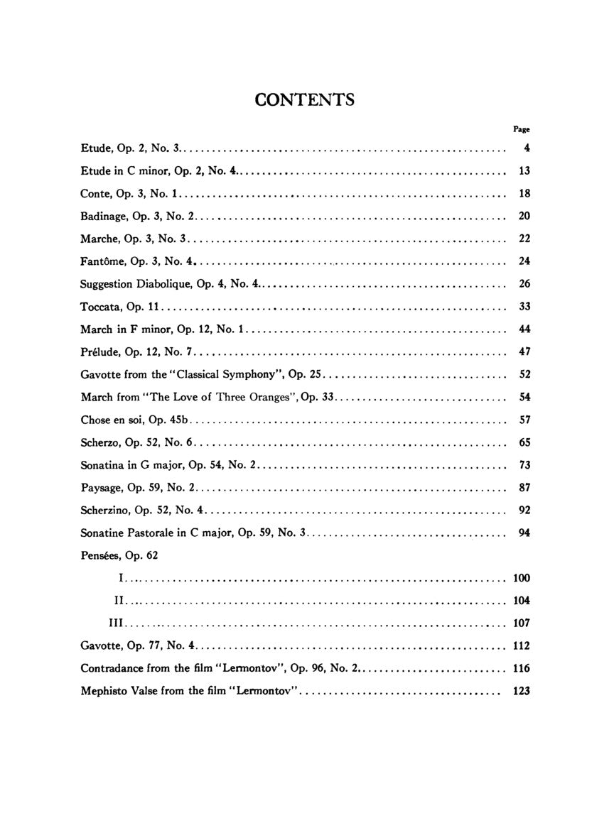 Prokofiev Selected Works Piano Solo