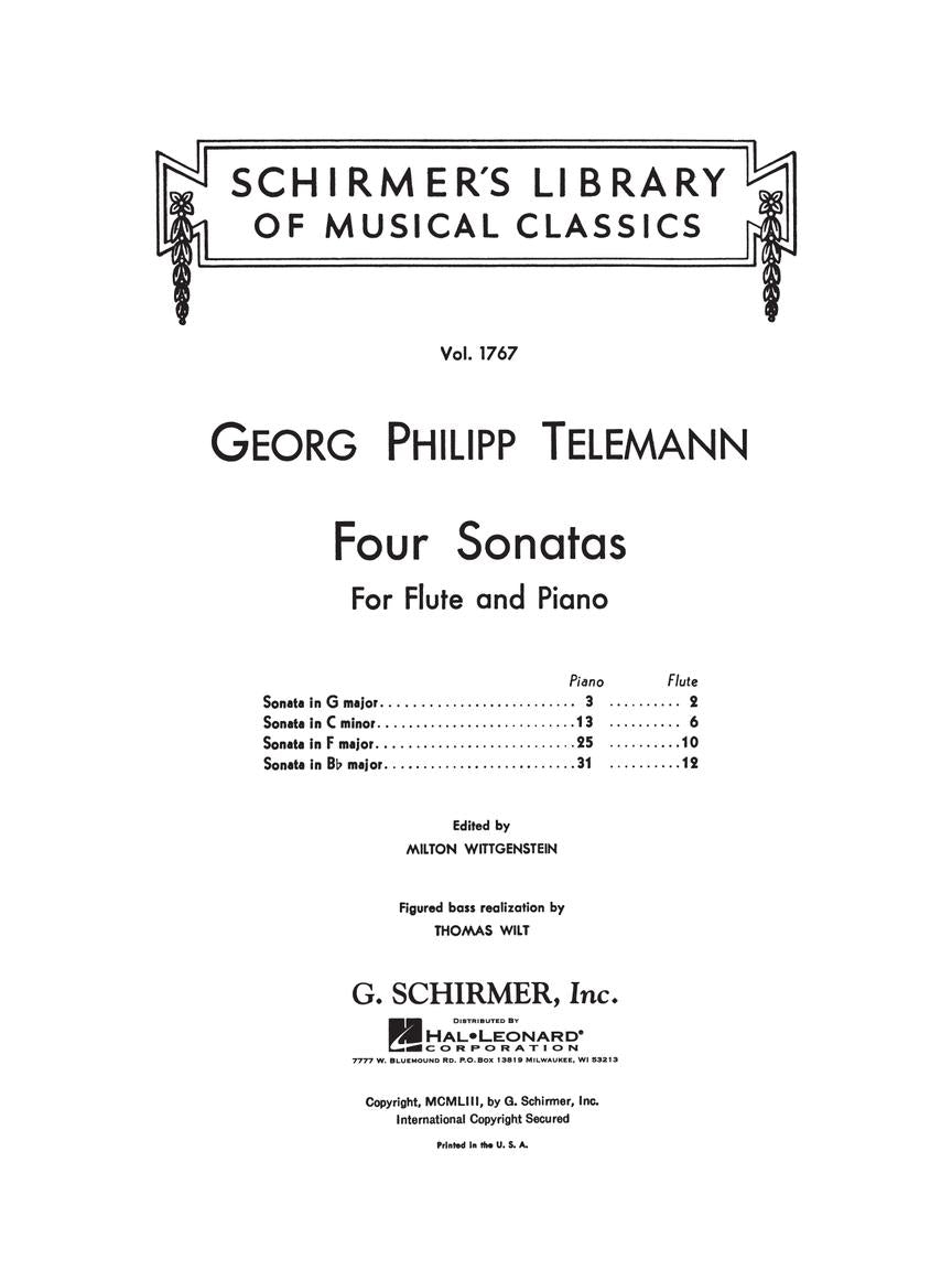 Telemann Four Sonatas Flute & Piano