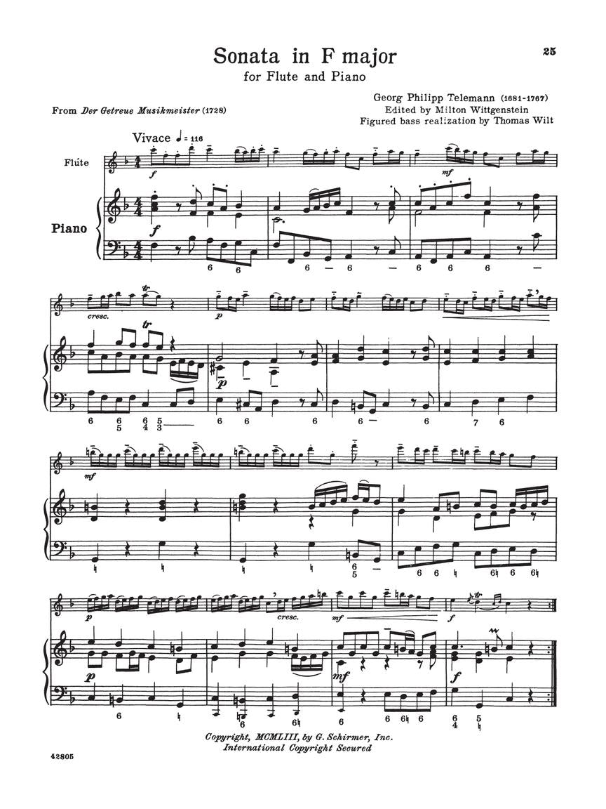 Telemann Four Sonatas Flute & Piano