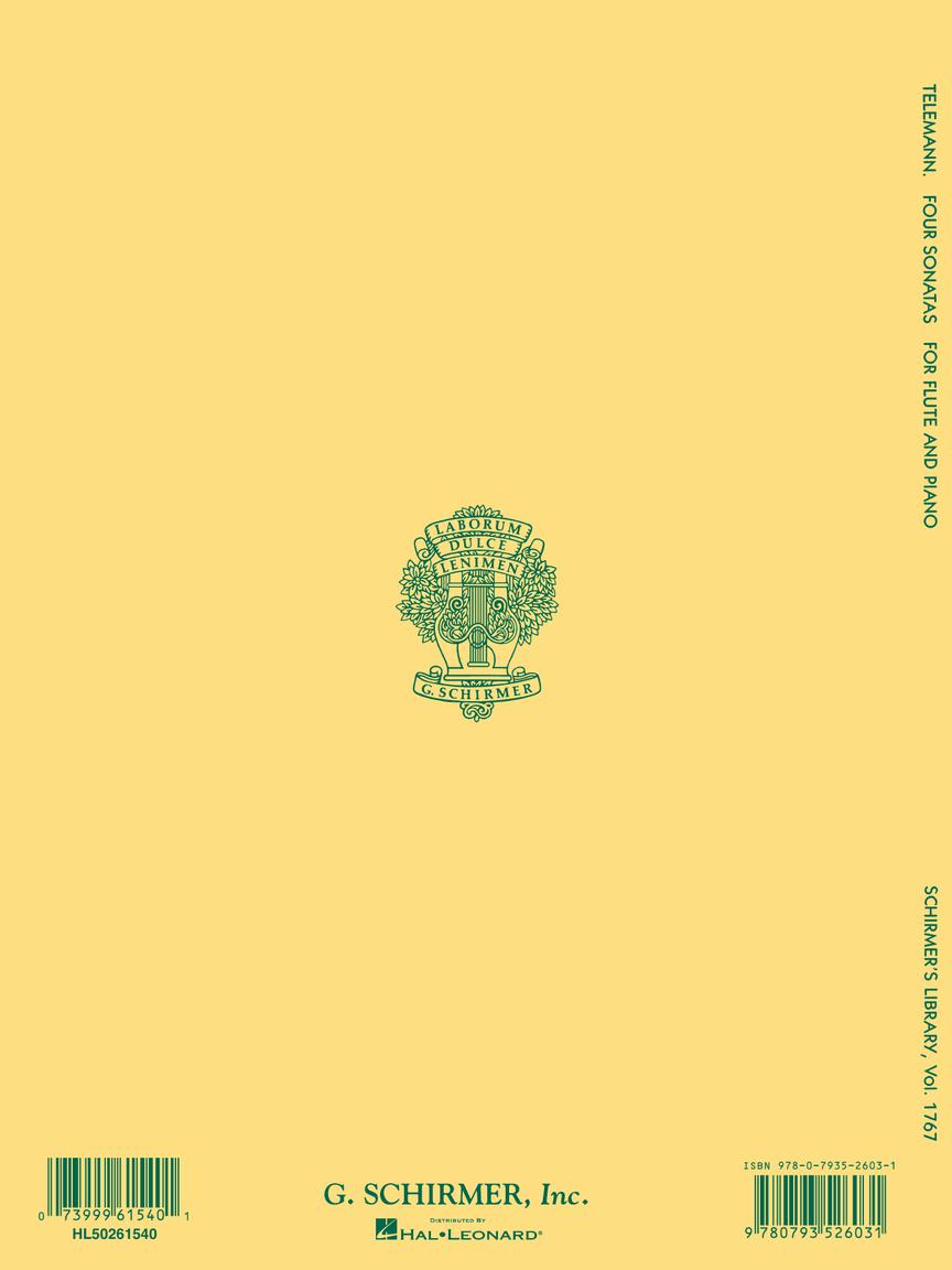 Telemann Four Sonatas Flute & Piano