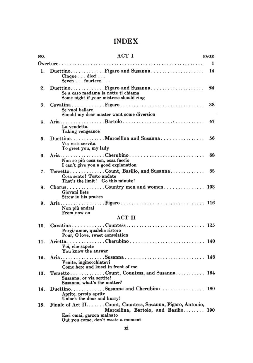 Mozart Marriage of Figaro, The (Le Nozze di Figaro) Vocal Score