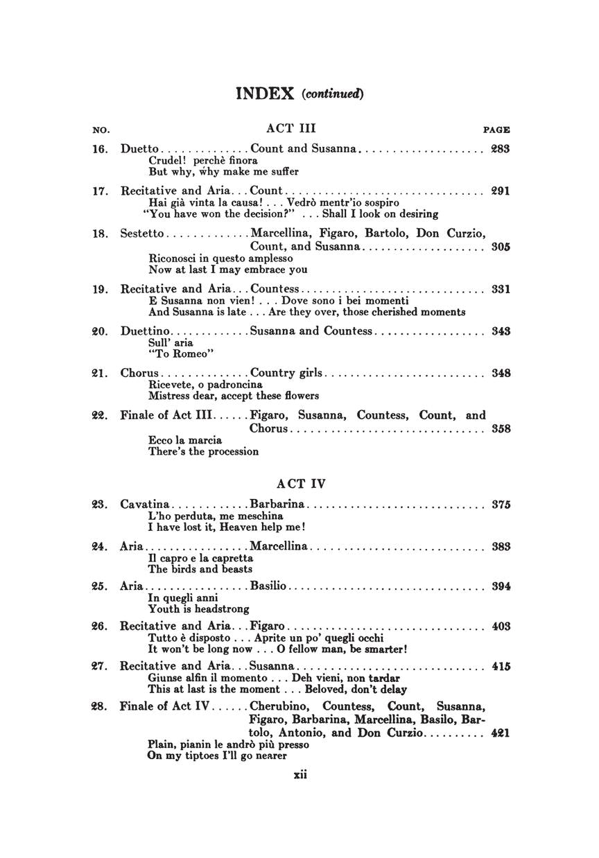 Mozart Marriage of Figaro, The (Le Nozze di Figaro) Vocal Score