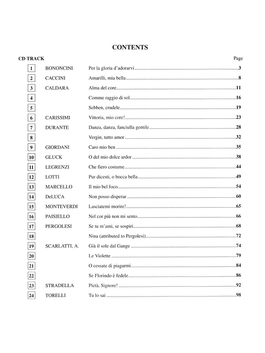 Twenty Four Italian Songs & Arias of the 17th & 18th Centuries Medium High Voice