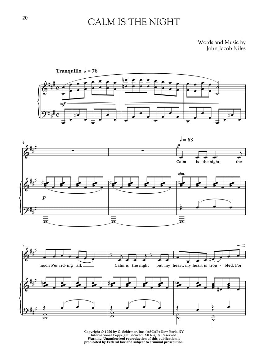 Niles Songs of John Jacob Low Voice